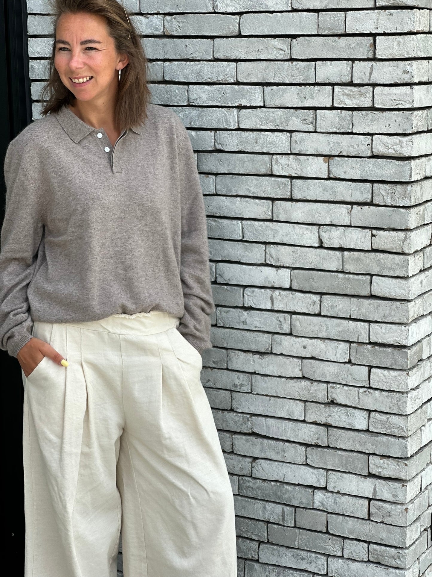 LIZZY Wide Leg JeansPants by Mei-li -- White - MAAT M/L - LAATSTE STUK