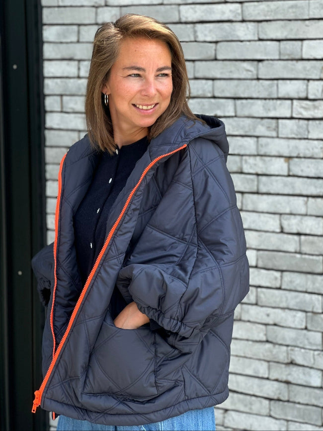 ROSIE Bodywarmer By Mei-Li -- DarkBlue & Orange
