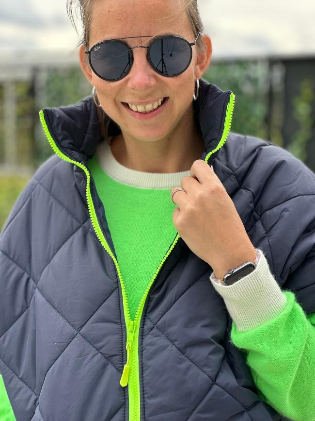 Mei-Li - Bodywarmer BLAUW/FLUO GROEN