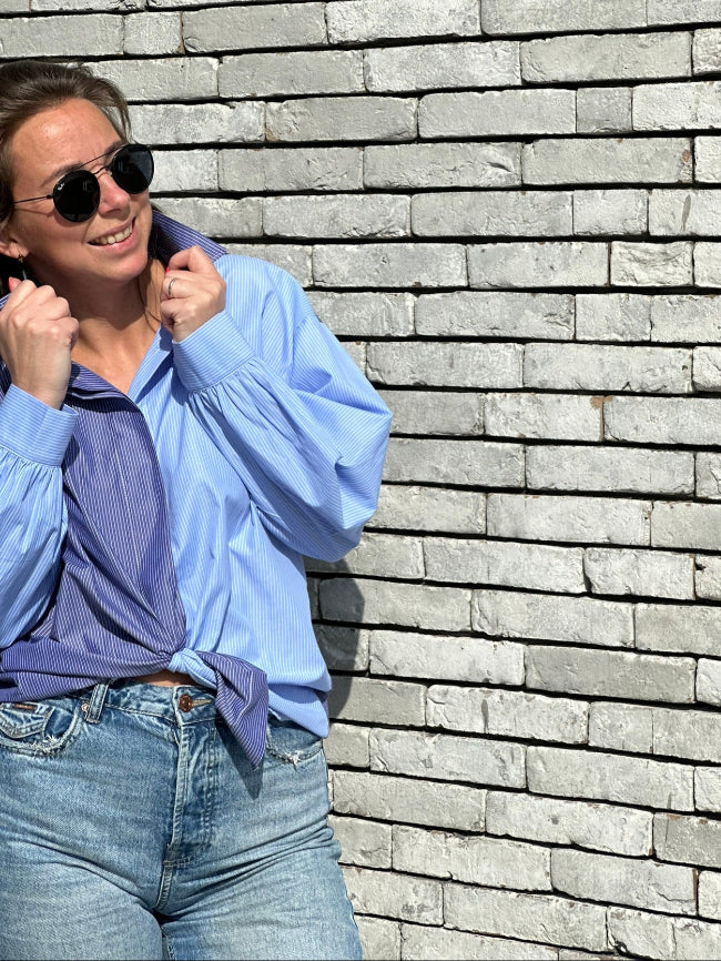 SUN Blouse By Mei-Li -- Blue