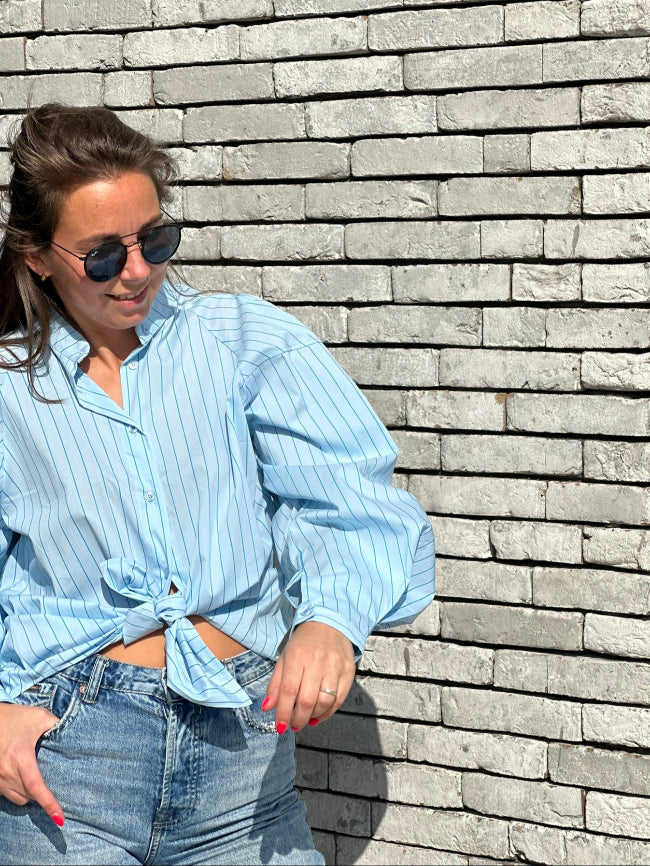 SOFIE Blouse By Mei-Li -- LightBlue