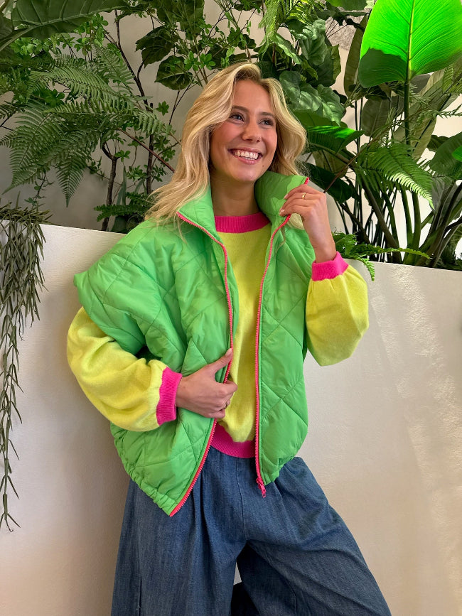IVY Bodywarmer By Mei-Li -- Green/Pink