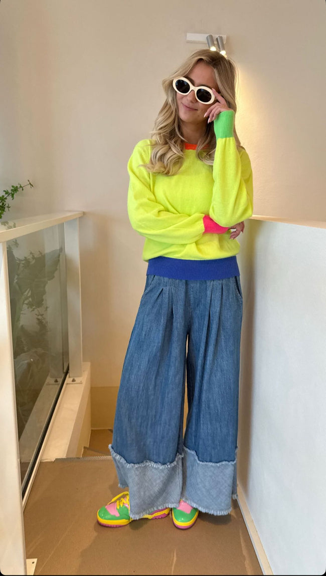 LIZZY Wide Leg JeansPants by Mei-li -- Blue