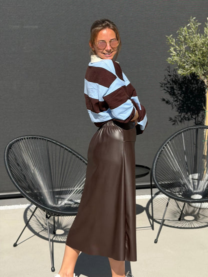 JOMI Faux Leather Rok - Brown