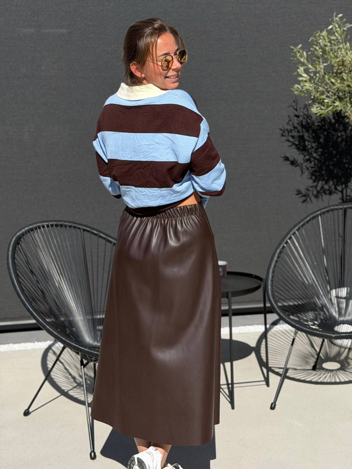 JOMI Faux Leather Rok - Brown