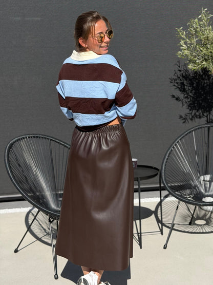 JOMI Faux Leather Rok - Brown