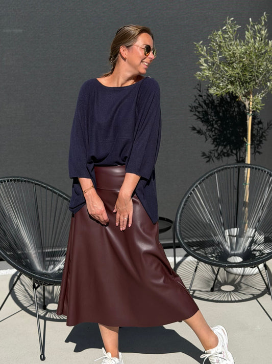JOMI Faux Leather Rok - Bordeaux