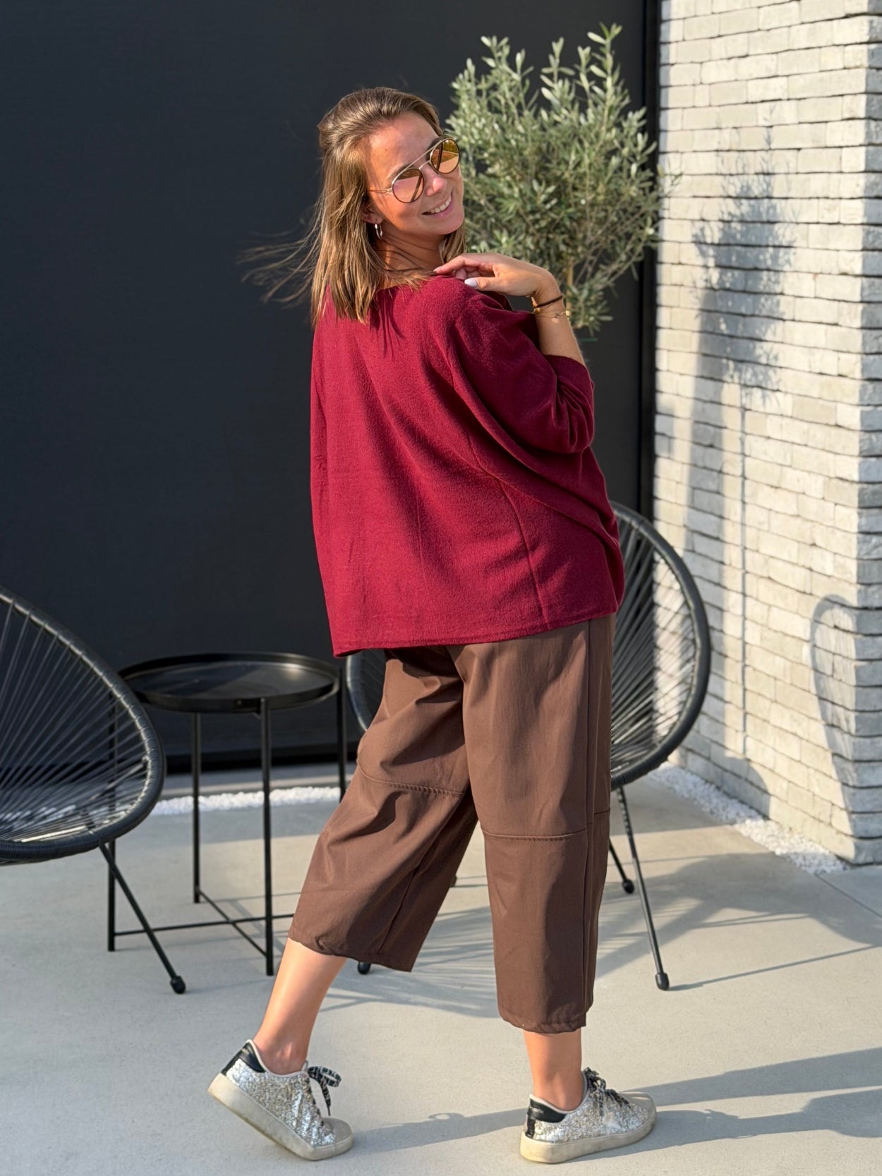 TINA Oversized Knit - Bordeaux