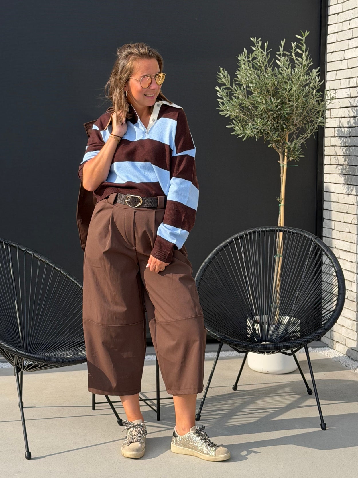 MAEY Polo - Brown/Blue