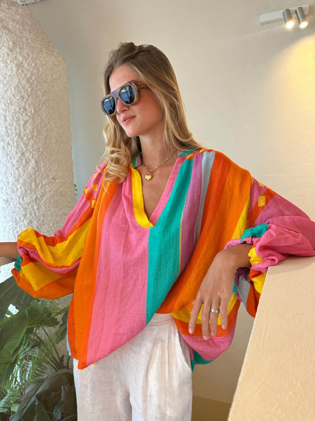 SUMMER Blouse By Mei-Li -- Rainbow