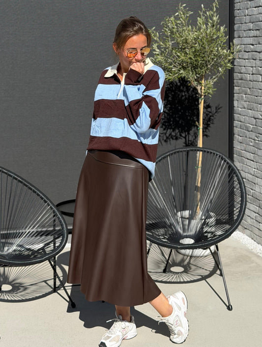 JOMI Faux Leather Rok - Brown