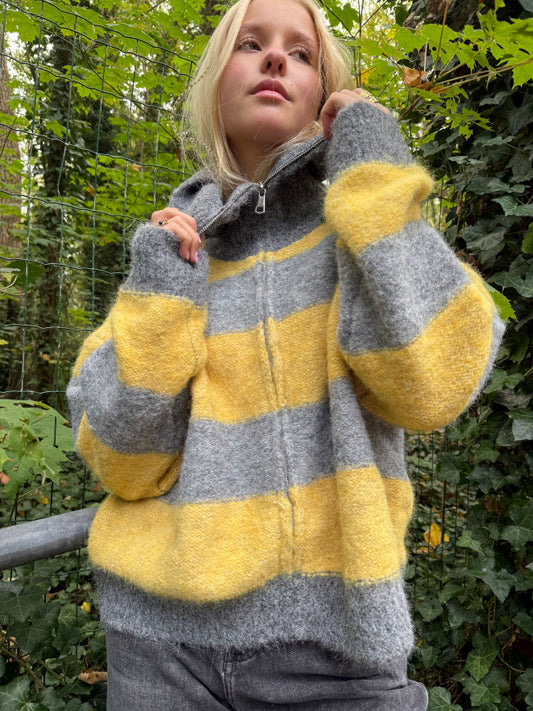 CECILIA Knit zipper By Mei-Li -- Grijs