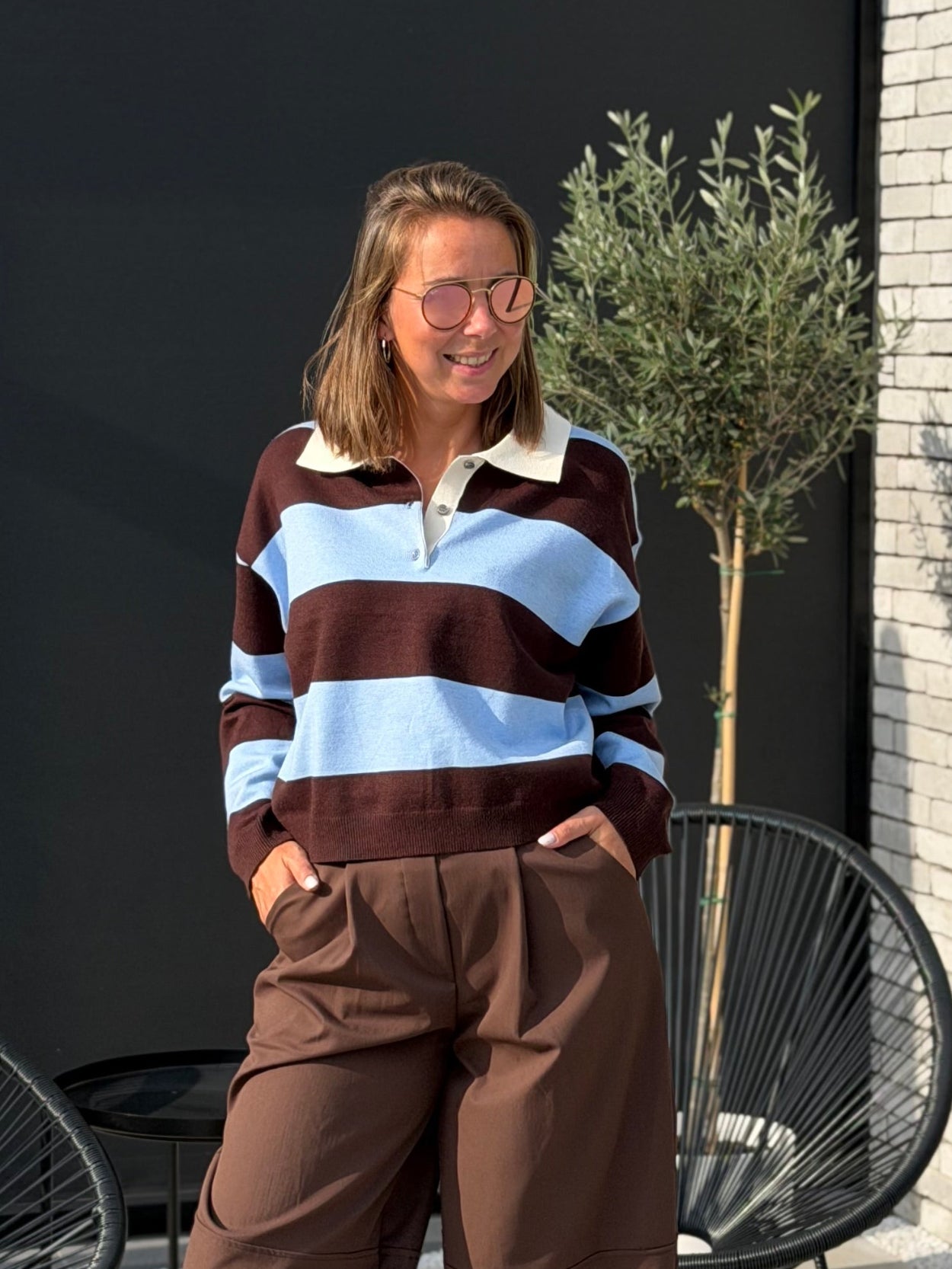 MAEY Polo - Brown/Blue
