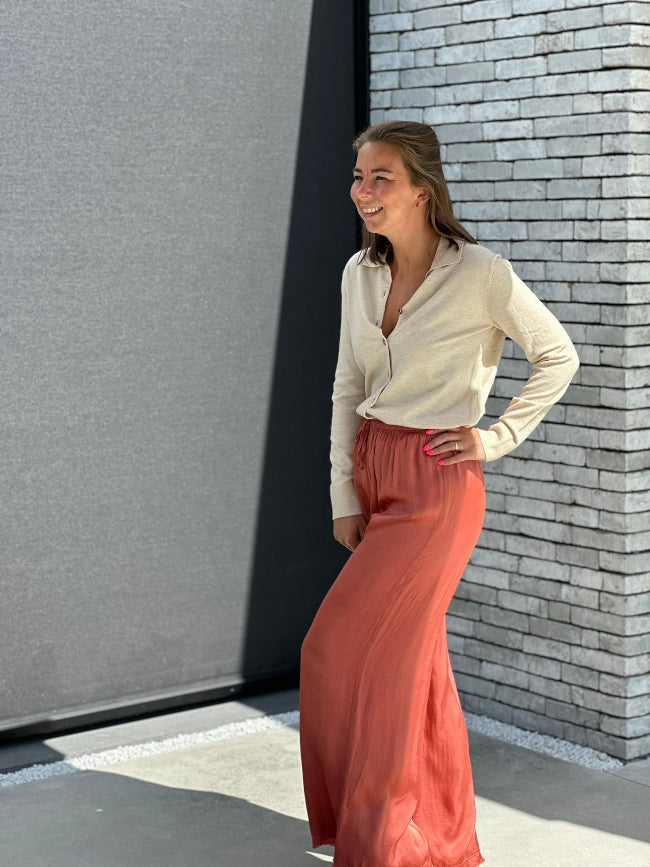 NINA Satin Pants By Mei-Li --  Terracotta