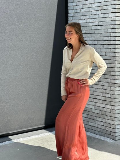 NINA Satin Pants By Mei-Li --  Terracotta