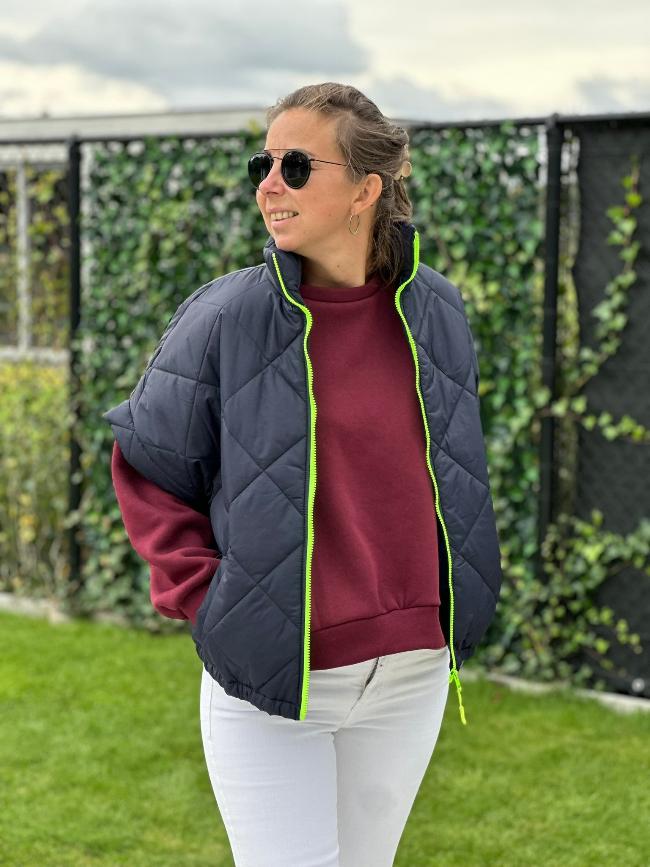 Mei-Li - Bodywarmer BLAUW/FLUO GROEN