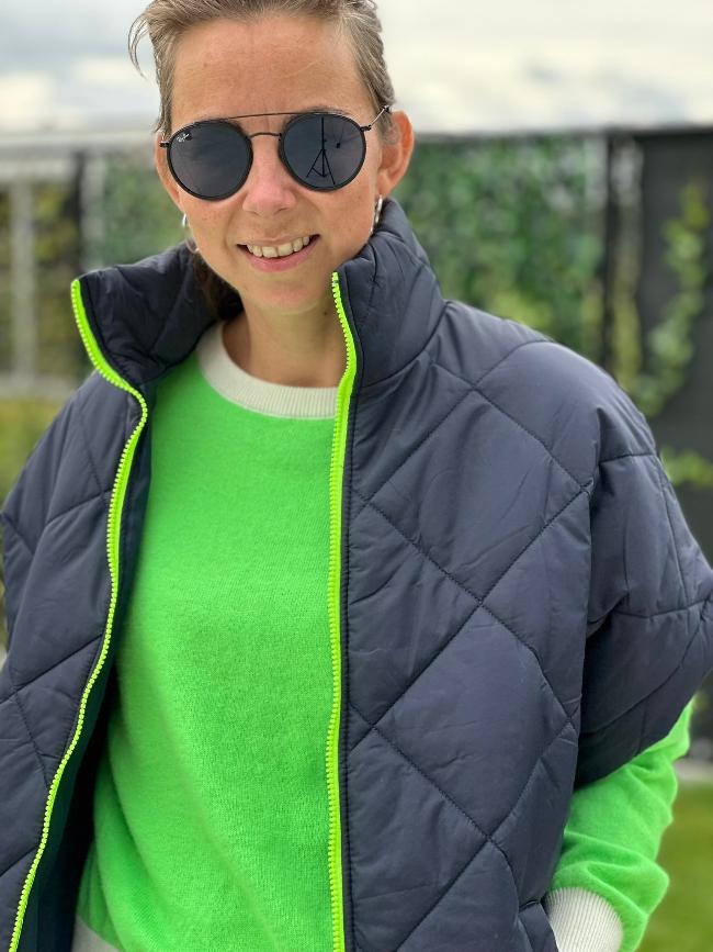 Mei-Li - Bodywarmer BLAUW/FLUO GROEN