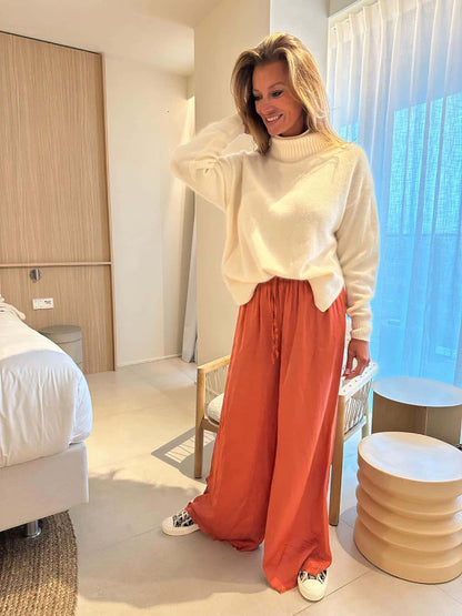 NINA Satin Pants By Mei-Li --  Terracotta